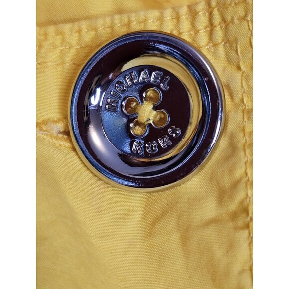 Michael Kors Yellow Short Trench Coat Women's Sz Small Petite No Belt Boho Bold - Picture 12 of 12